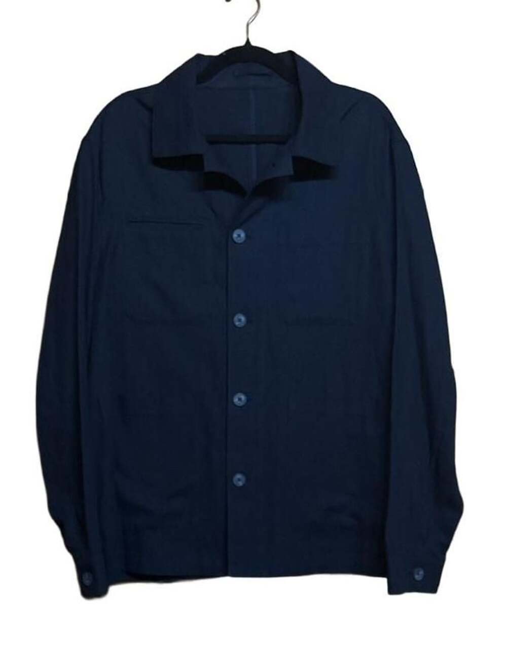 Mango Man Cotton Overshirt Size L Navy Blue Pocket Jacket Shacket